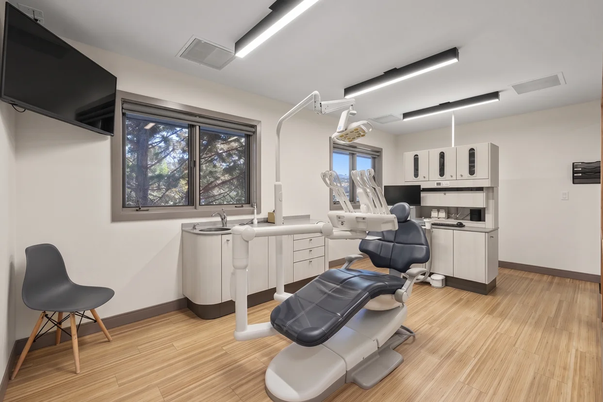 A quiet treatment room with a window view at Smith Brothers Dental